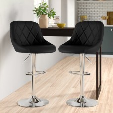 Set of Two Madrid Faux Leather Chrome Adjustable Breakfast Barstools - Multiple Colours Available